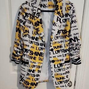 Bold Yellow and Black Blazer with Love Pattern